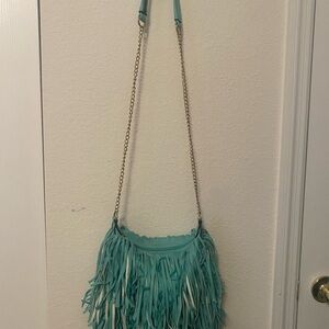 Boho YOKI Fringe Turquoise Shoulder Bag